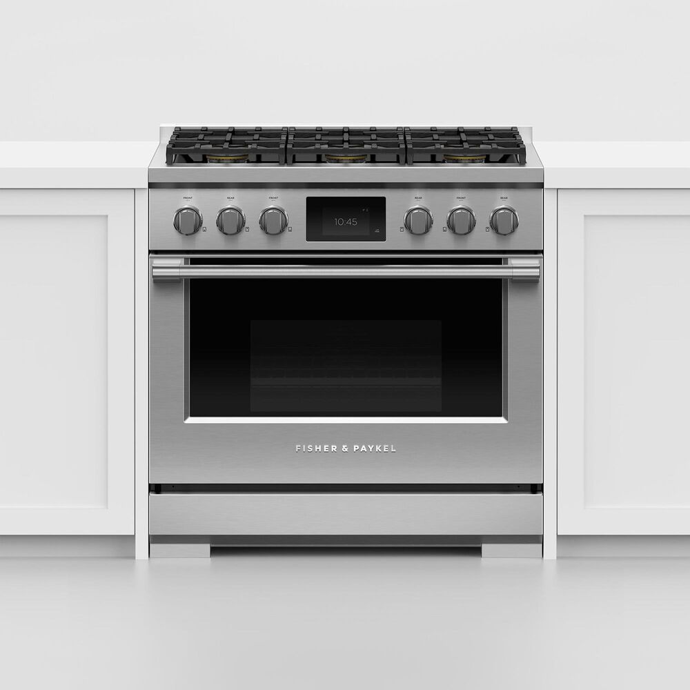 Fisher and Paykel 36" Professional Dual Fuel Range with Natural Gas in Stainless Steel
