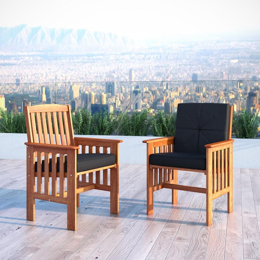 CorLiving Miramar Arm Chair with Black Seat in Cinnamon Brown - Set of 2, , large