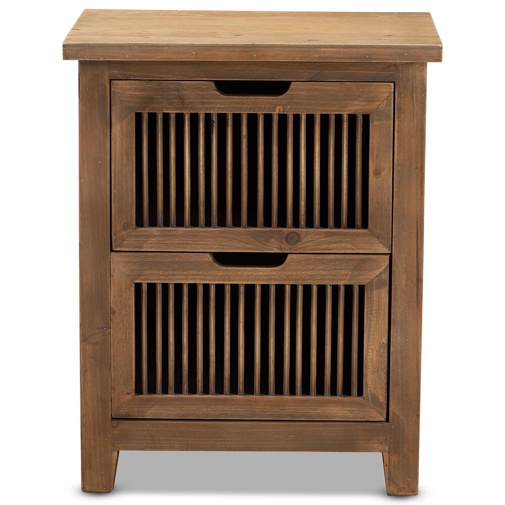Baxton Studio Clement 2-Drawer End Table in Medium Oak, , large