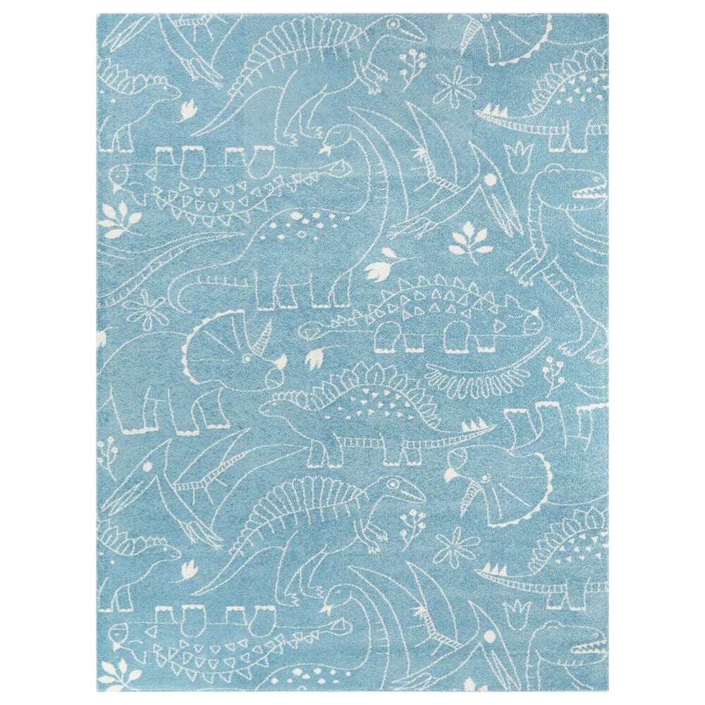 Balta Rugs Parker Dinosaur 3"11" x 5"7" Teal Kids Area Rug, , large