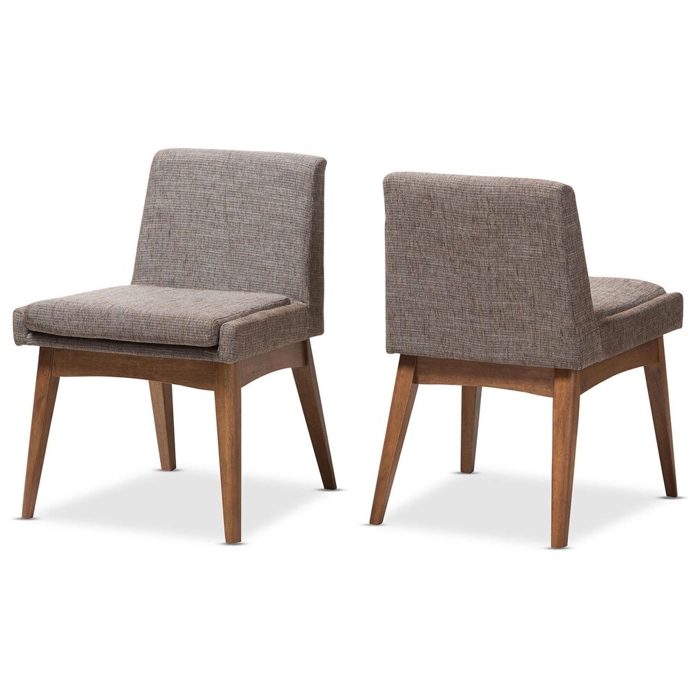 Baxton Studio Nexus Side Chair with Gravel Cushion in Walnut Brown (Set of 2), , large