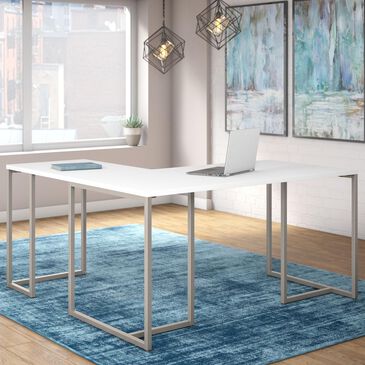 Bush Method 60" L Shaped Desk with 30" Return in White, , large