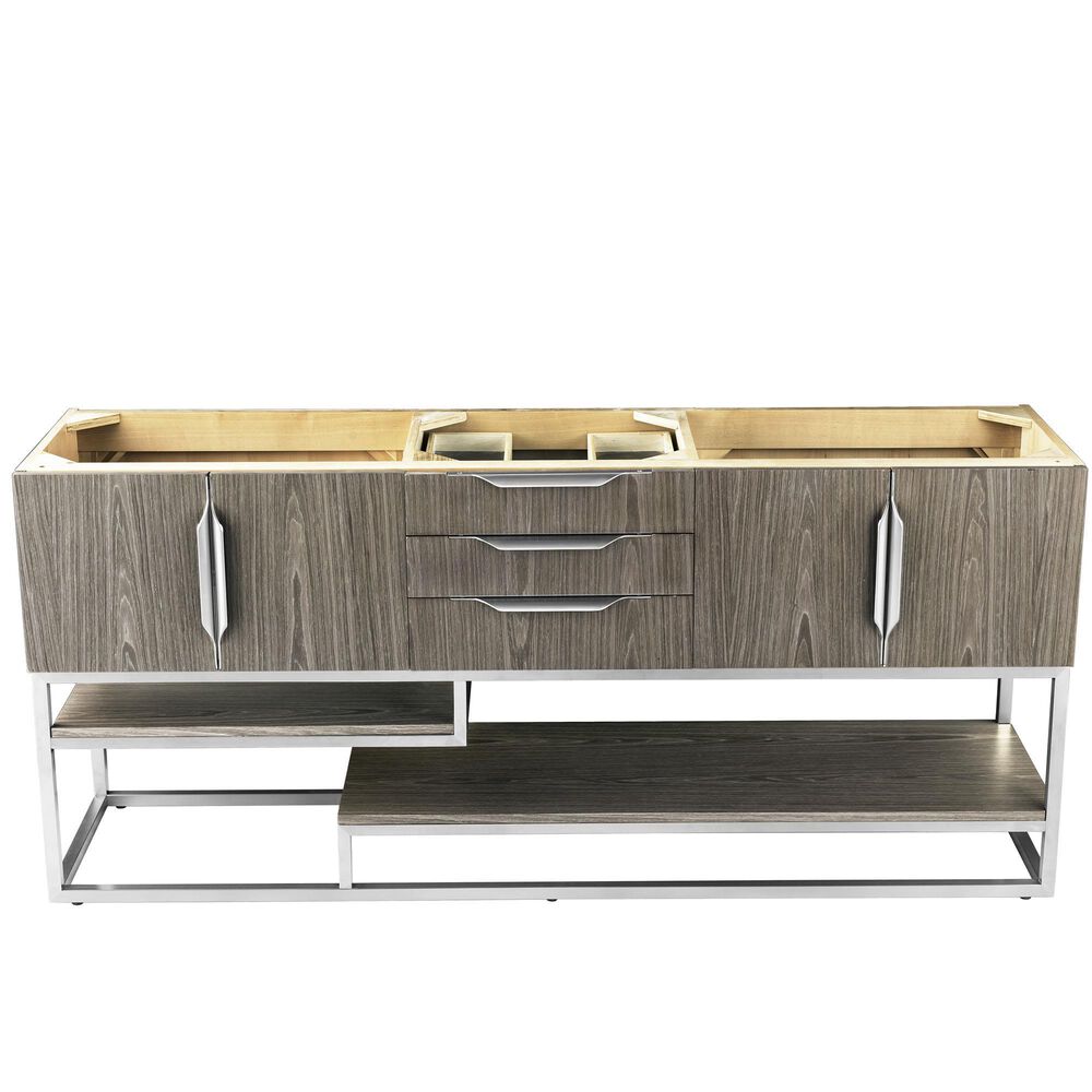 James Martin Columbia 72" Single Bathroom Vanity Cabinet in Ash Gray and Brushed Nickel, , large