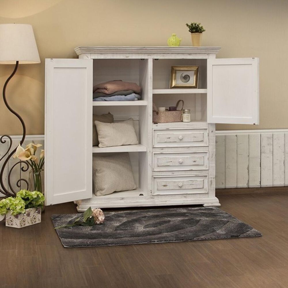 Fallridge Pueblo White Gentleman's Chest in White Distressed Nebraska