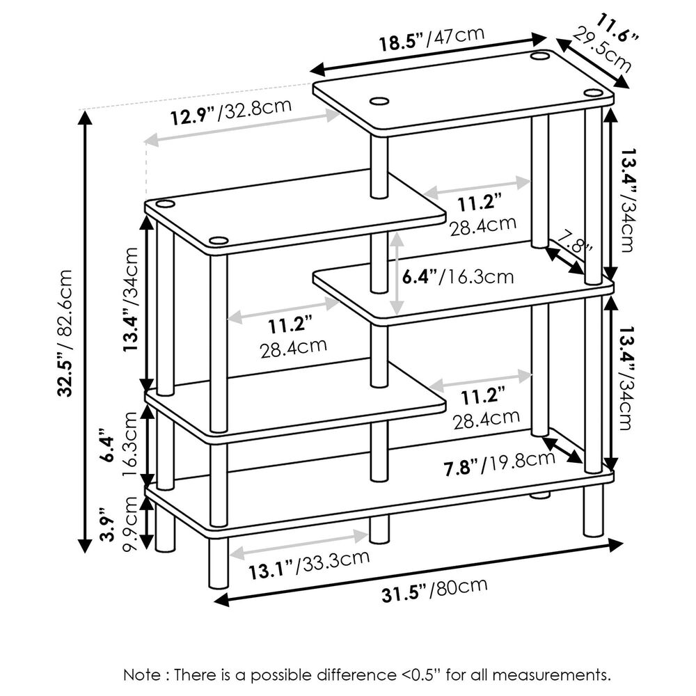 HOMLUX Turn-N-Tube 5-Tier Accent Display Rack in Espresso and Black, , large