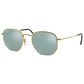 Ray-Ban Hexagonal Flat Lenses Sunglasses with Silver Lenses in Polished Gold, , large