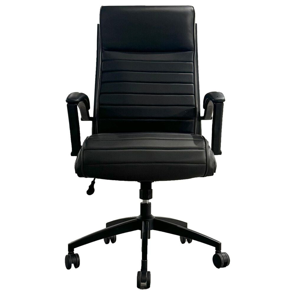 Simeon Collection Leather Desk Chair in Smooth Black, , large
