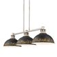 Golden Lighting Kinsley 3-Light Linear Pendant with Antique Black Iron Shade in Aged Galvanized Steel, , large
