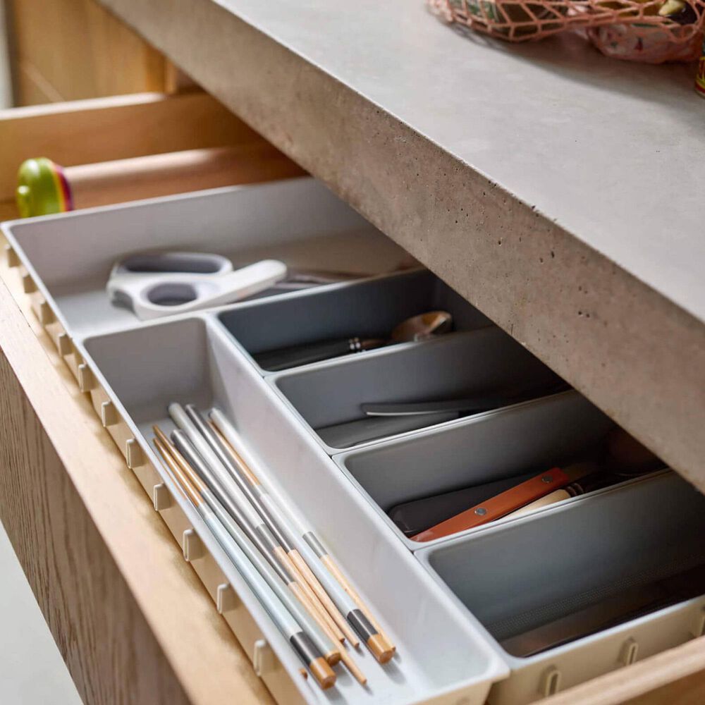 Joseph Joseph Blox 10-piece Modular Drawer Organizer Set in Grey and Stone, , large