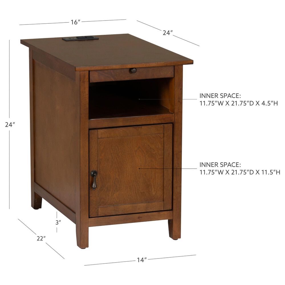 Linon Home Decor Birkdale Accent Table with USB Port in Hazelnut, , large