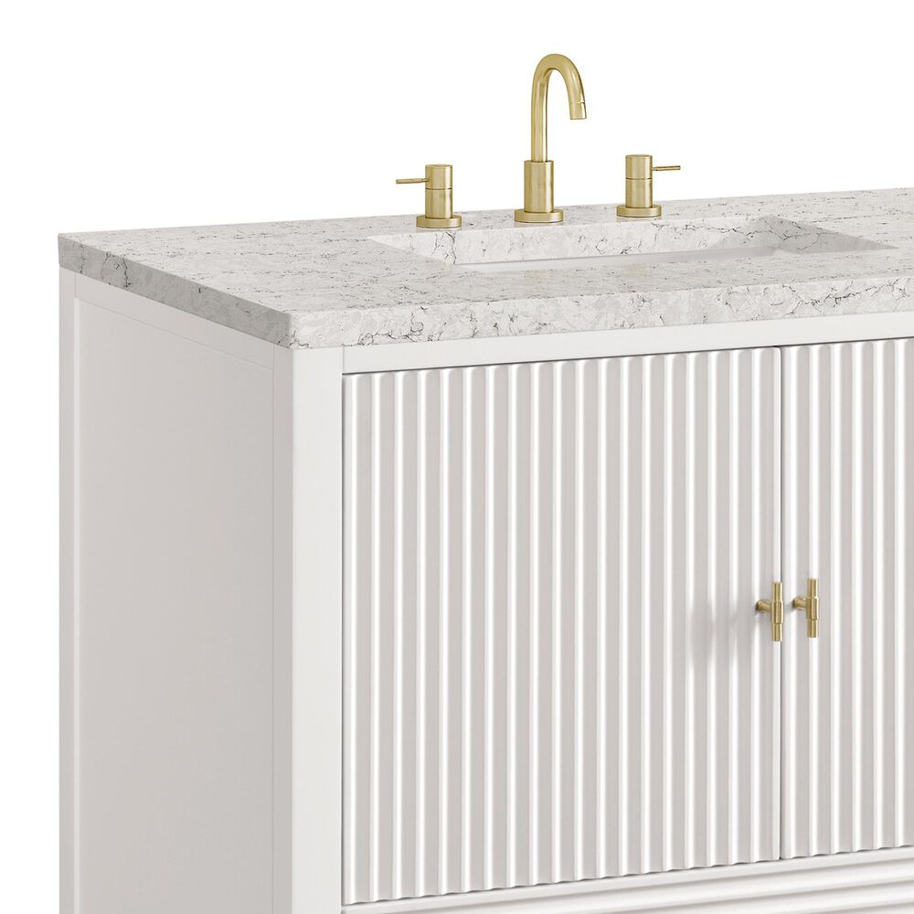James Martin Vanities Myrrin 36&quot; Vanity in Bright White with 3 cm Eternal Jasmine Pearl Quartz Top, , large