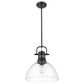 Golden Lighting Duncan 1-Light Pendant with Rod and Clear Shade in Matte Black, , large
