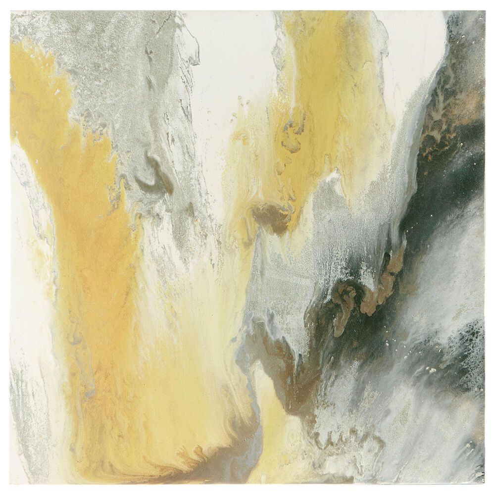 Hampton Park Bliss Yellow Abstract Gel Coat Canvas with Silver Foil Embellishment, , large
