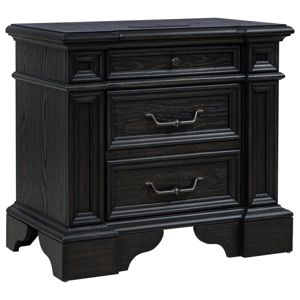 Sasha Lee Tech 3 Drawer Nightstand in Warm English Oak with USB Ports AC Outlets and Wireless Charging, , large