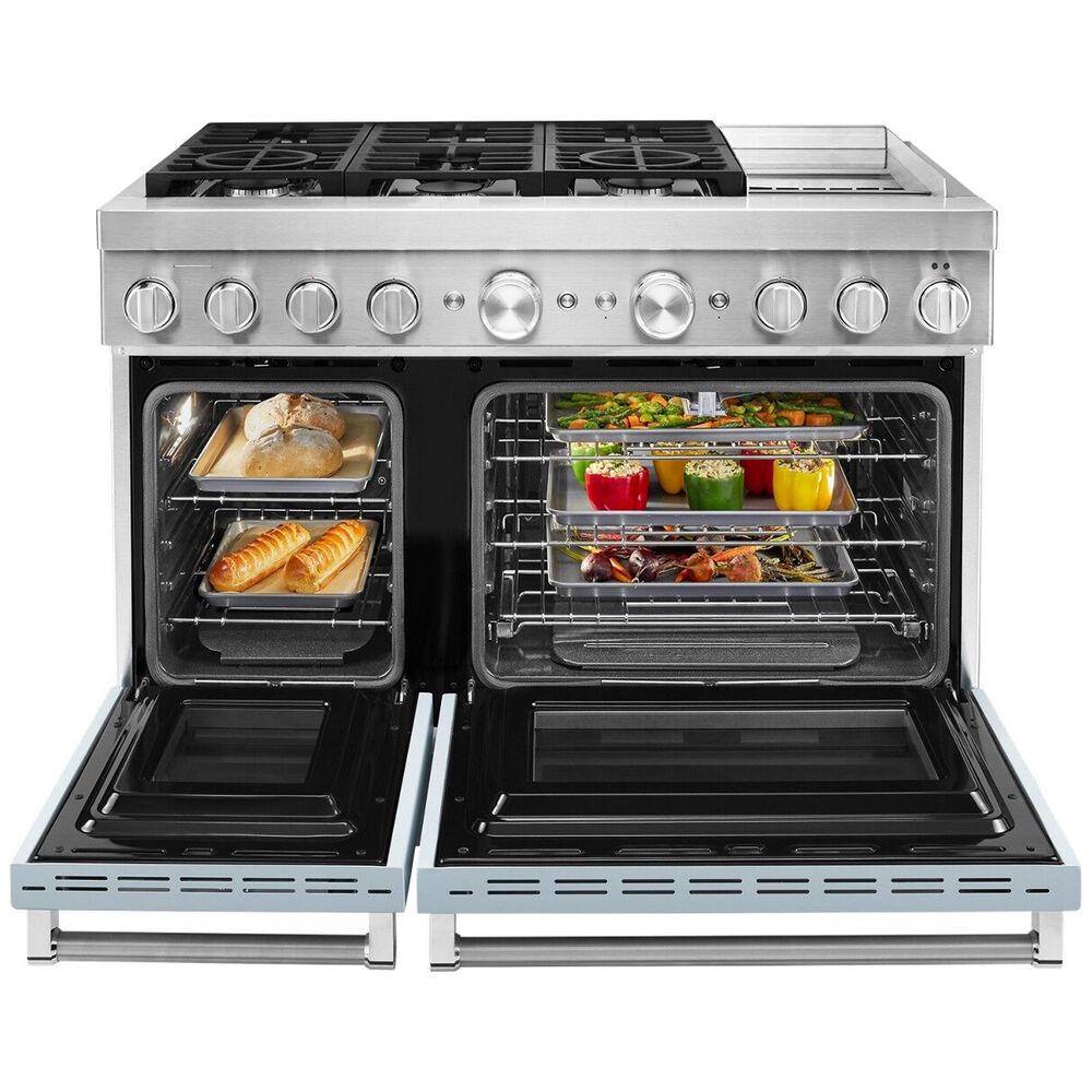 KitchenAid 6.3 Cu. Ft. Freestanding Double Oven Dual Fuel Range with True Convection in Misty Blue, , large