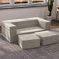 Jaxx Zipline 3-Piece Stationary Convertible Sleeper Loveseat in Grey Velvet, , large