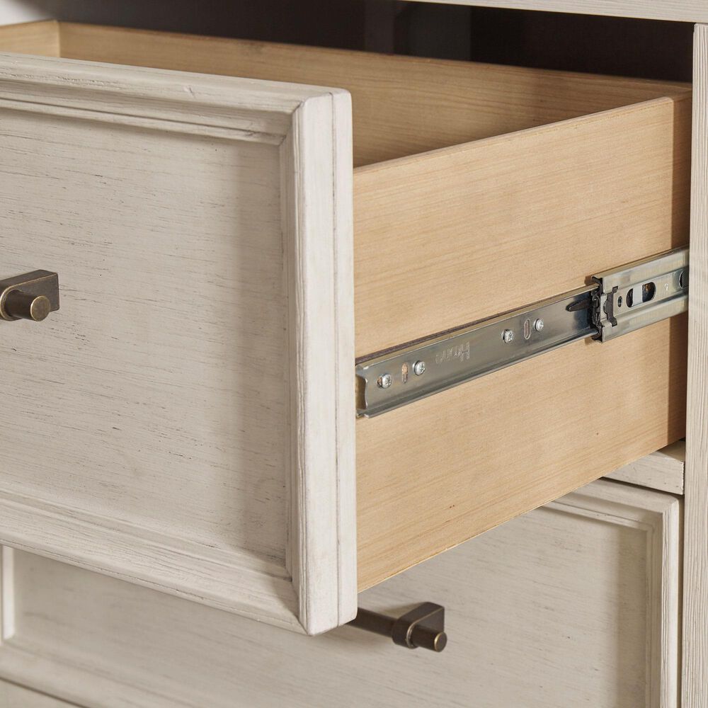 Ashley Shaybrock 5-Drawer Dresser and Mirror in Antique White and Brown, , large