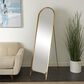Maple and Jade Arched Freestanding Foldable Floor Mirror in Gold, , large