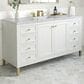 James Martin Vanities Chicago 60" Single Bathroom Vanity in Glossy White with 3 cm Carrara White Marble Top and Rectangular Sink, , large