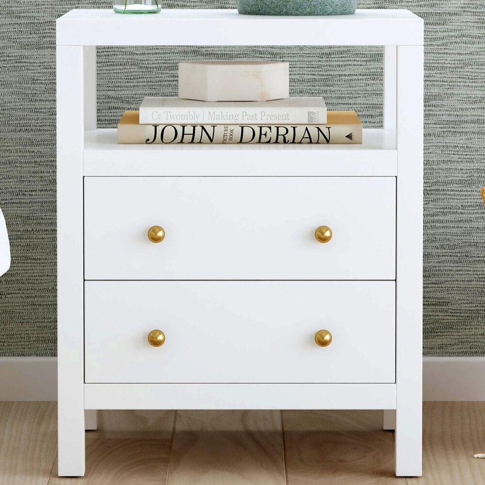 Butler Specialty Company Nora 2 Drawer Nightstand with Open Shelf in Smooth White, , large