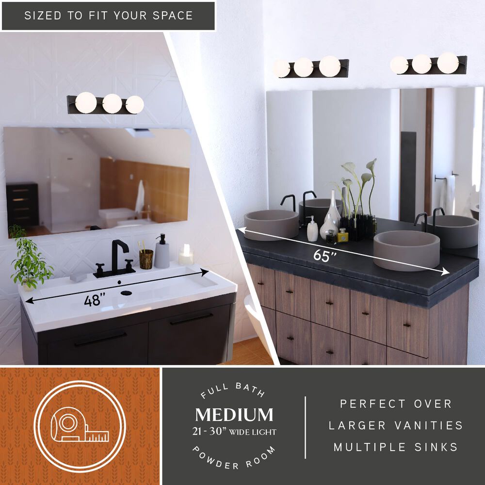 Vaxcel Parkview 3-Light Bathroom Vanity in Matte Black, , large