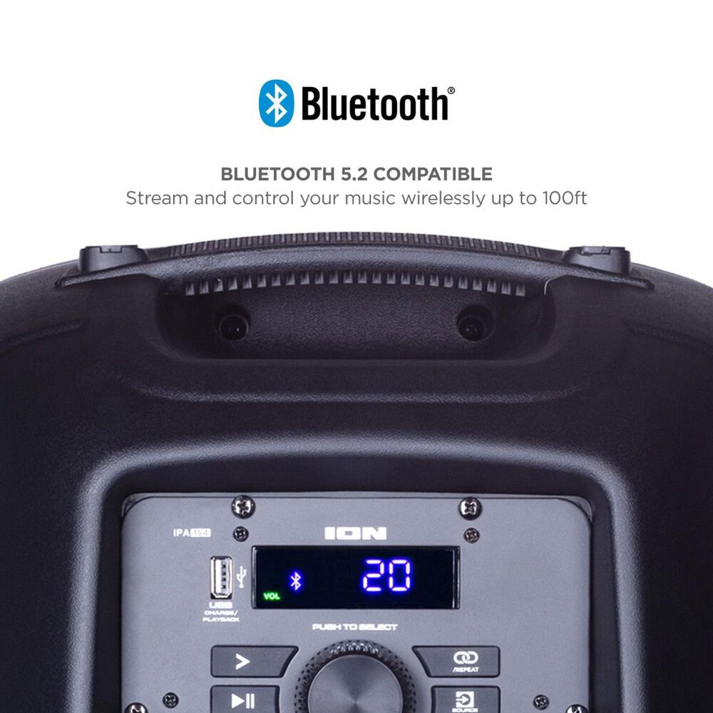 Ion Pro Glow Ultra Bluetooth Party Speaker with Microphone in Black, , large