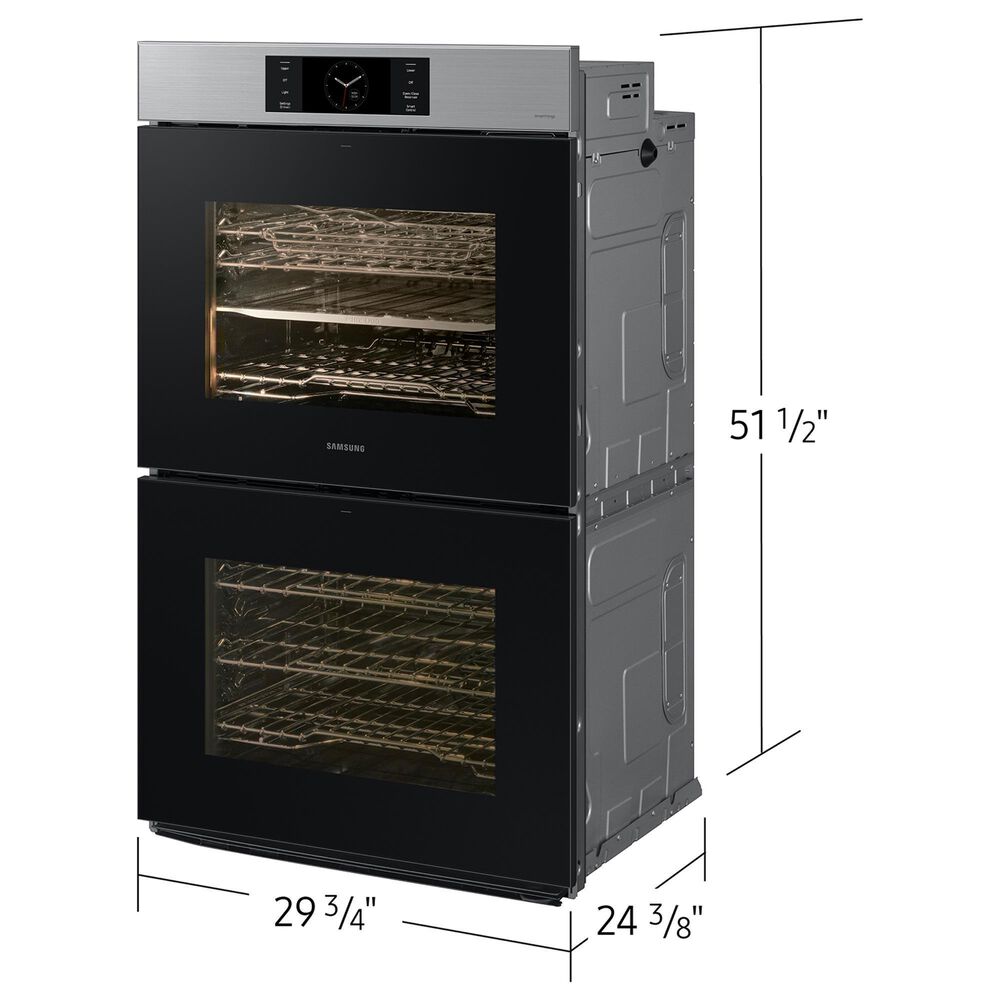 Samsung Bespoke 2-Piece Kitchen Package with Stainless Steel Bespoke 30" Double Wall Oven and Black 30" Induction Cooktop, , large