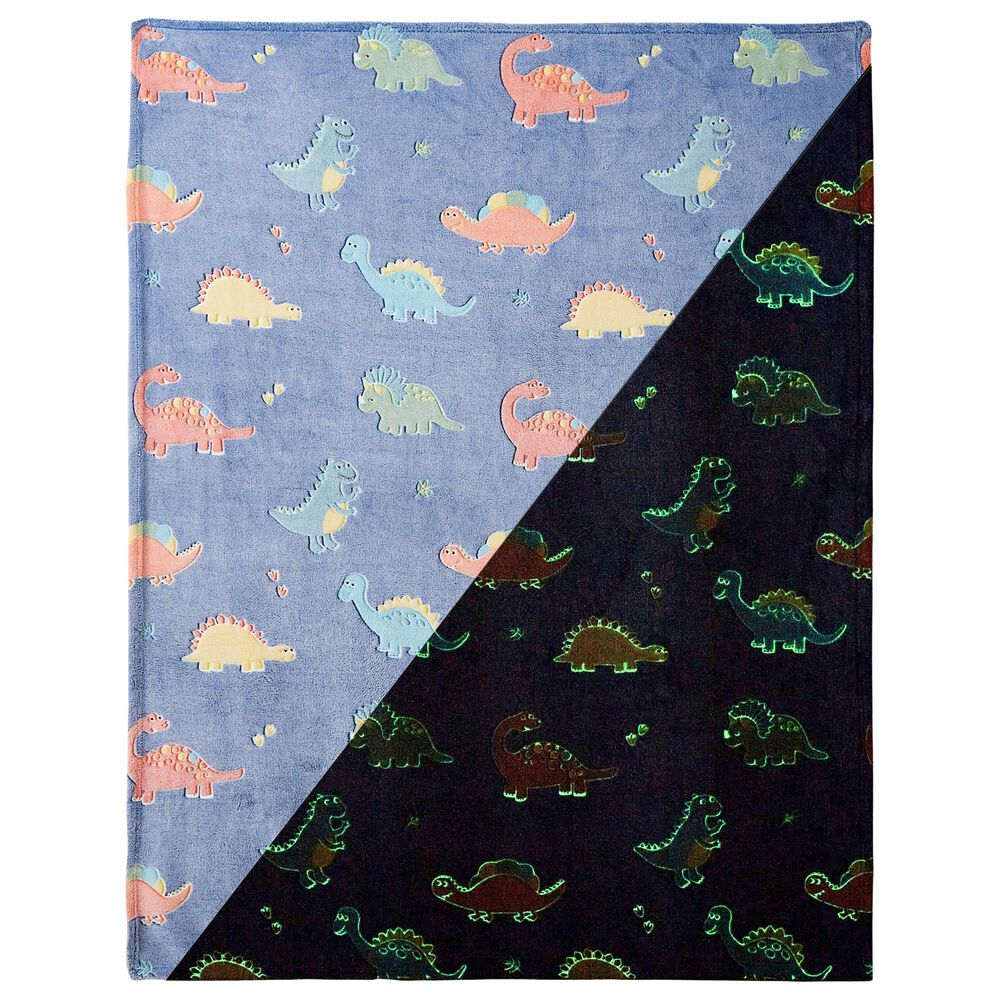 Duke Imports Jurassic Friends - Glow in the Dark Plush Throw in Blue, , large