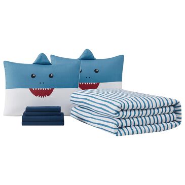 Pem America Happy Shark 5-Piece Twin Bed in a Bag in Blue and White, , large