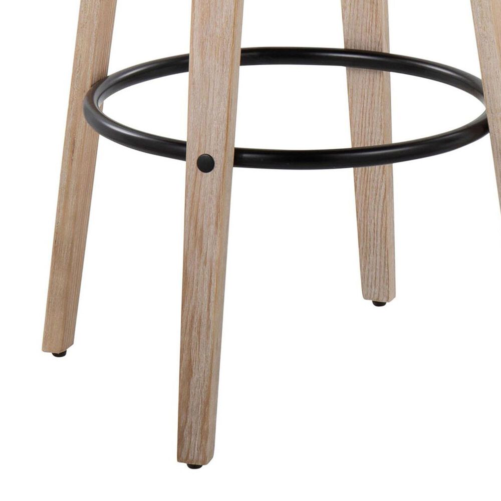 LumiSource Grotto Swivel Bar Stool with White Faux Leather Upholstery in Whitewashed Wood and Black (Set of 2), , large