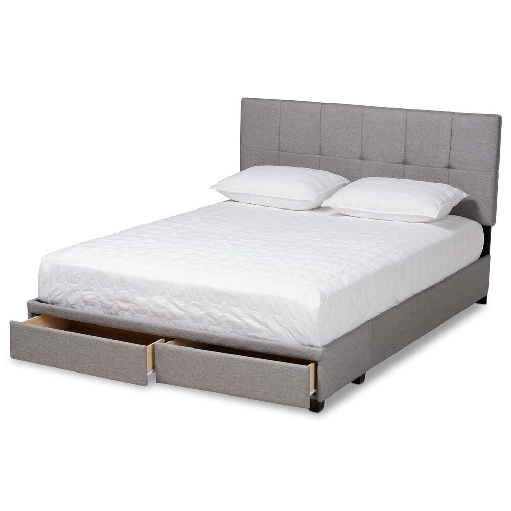Baxton Studio Netti Queen Storage Bed with Light Grey Upholstered in Black, , large