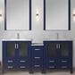 Lexora Home Volez 72" Double Bathroom Vanity in Navy Blue with 2 cm White Ceramic Top, Rectangular Sinks and Side Cabinet, , large