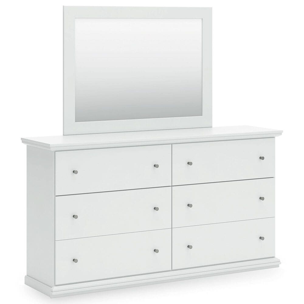 Ashley Bostwick Shoals 6-Drawer Dresser and Mirror in White, , large