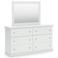 Ashley Bostwick Shoals 6-Drawer Dresser and Mirror in White, , large