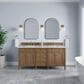 James Martin Brittany 72" Double Bathroom Vanity in Pecan with 3 cm Carrara Marble Top and Rectangular Sinks, , large