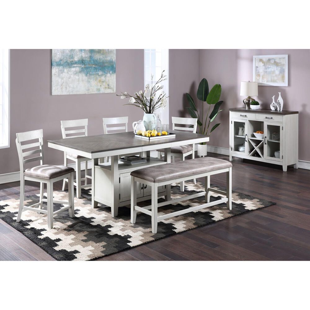 New Heritage Design Richland Counter Dining Table in White and Brown - Table Only, , large