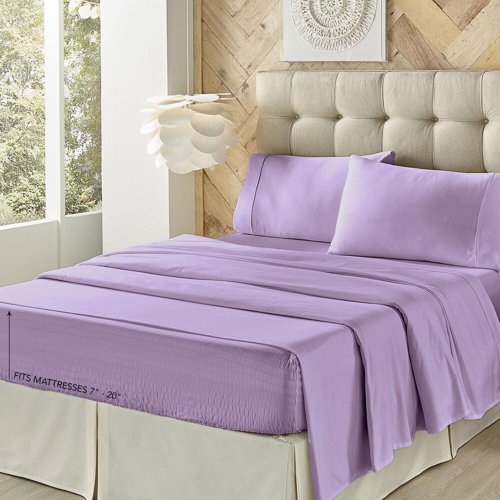 J. Queen New York Royal Fit 4-Piece Full Sheet Set in Lilac, , large