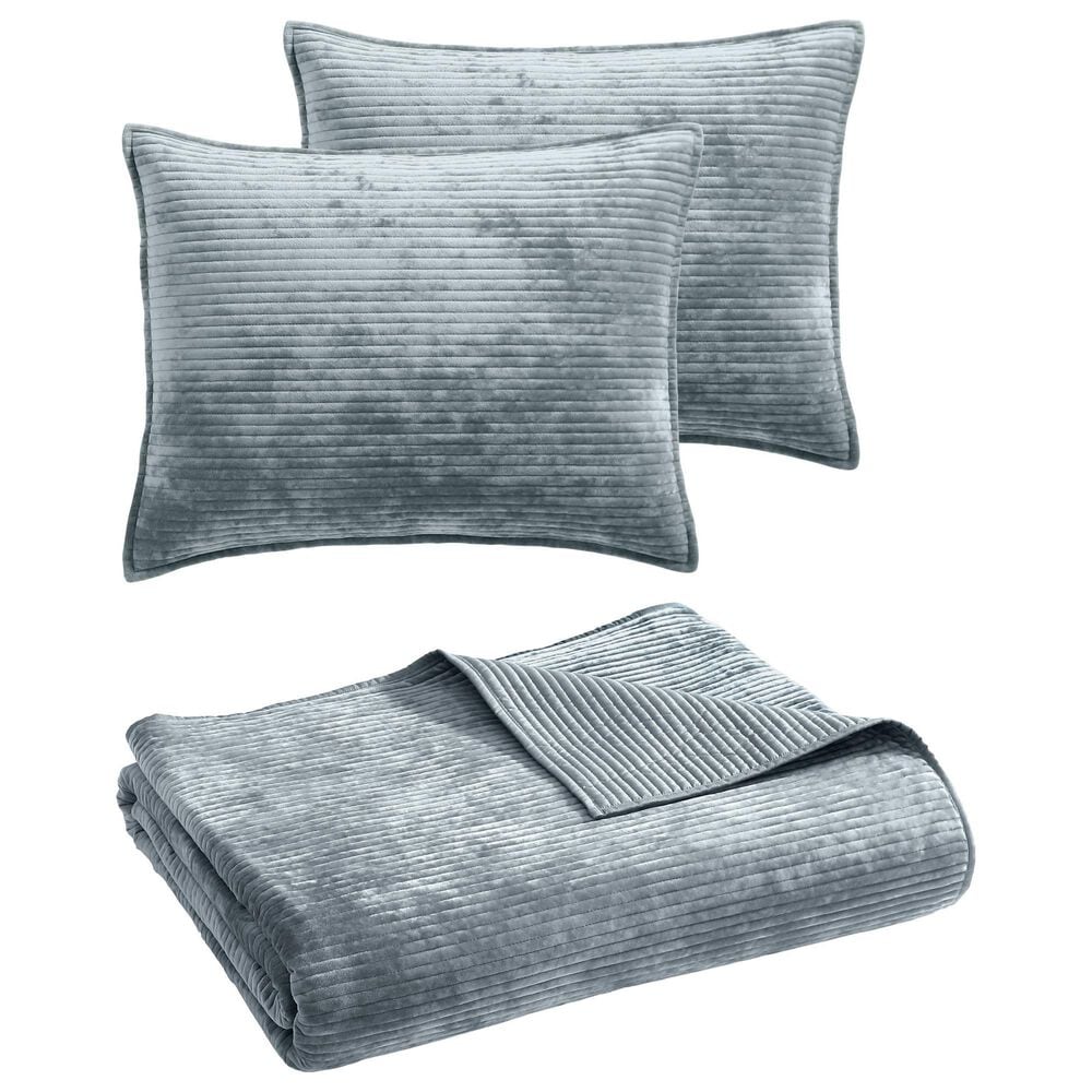 Hallmart Collectibles Reese 3-Piece Queen Coverlet Set in Blue, , large