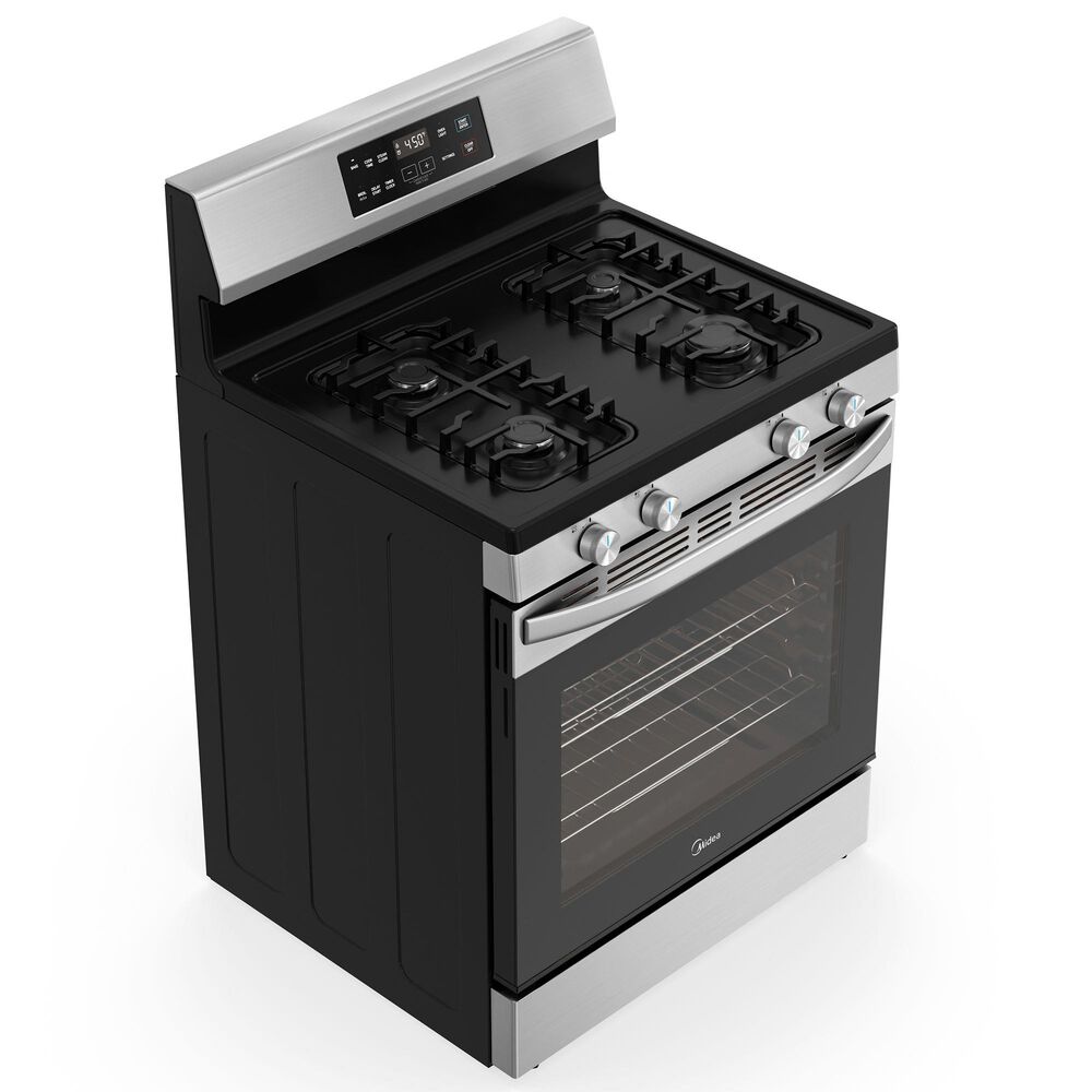 Midea 6.1 Cu. Ft. 4-Burner Freestanding Gas Range with Steam Cleaning in Stainless Steel, , large