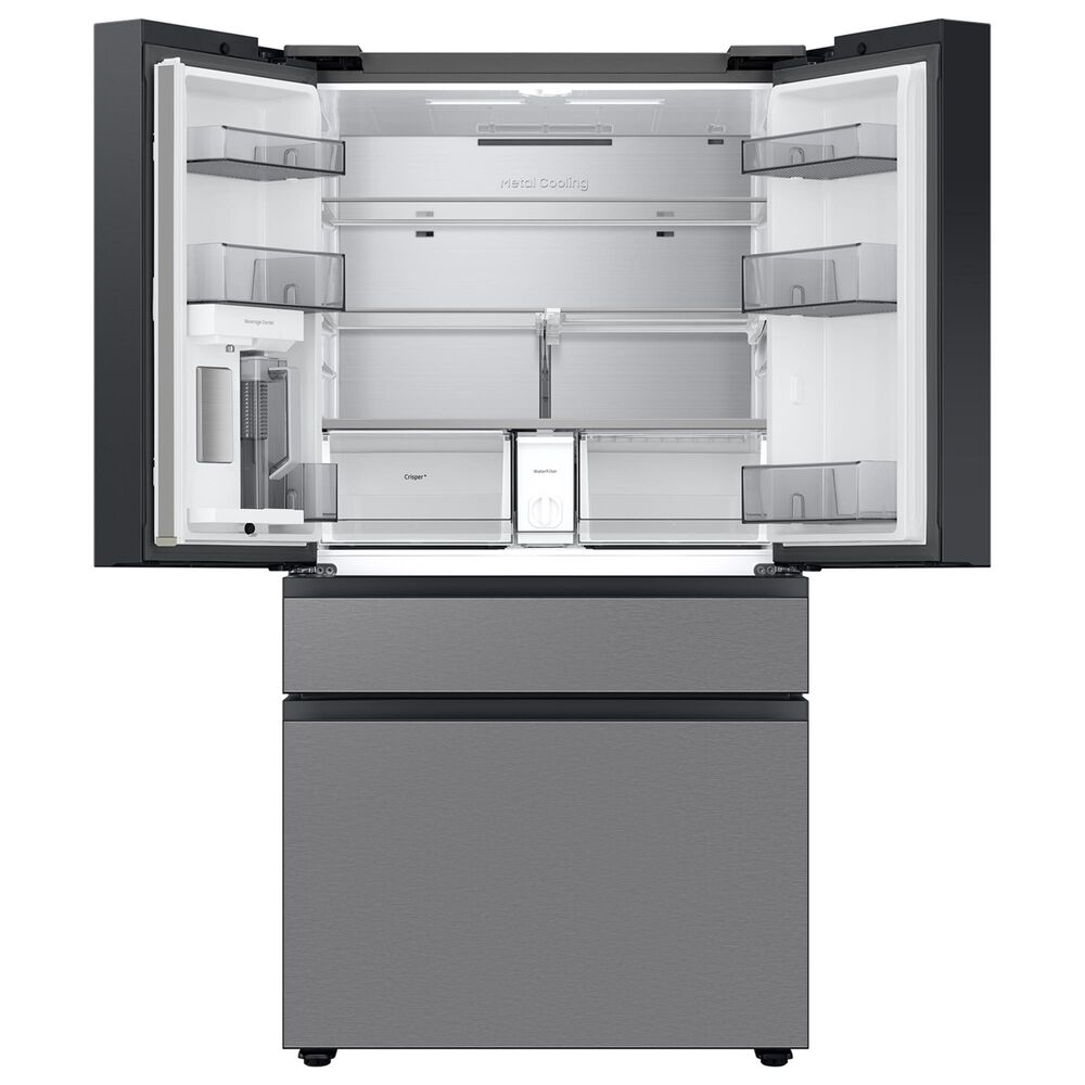 Samsung 22.9 Cu. Ft. Bespoke Counter Depth 4-Door French Door Refrigerator with Inner Beverage Center &amp; FlexZone Drawer in Stainless Steel, , large