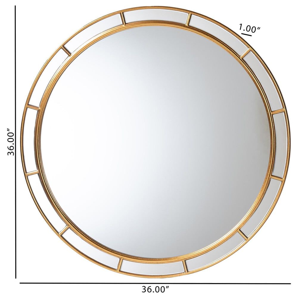 Baxton Studio Ulvi Round Accent Mirror in Antique Gold Leaf, , large