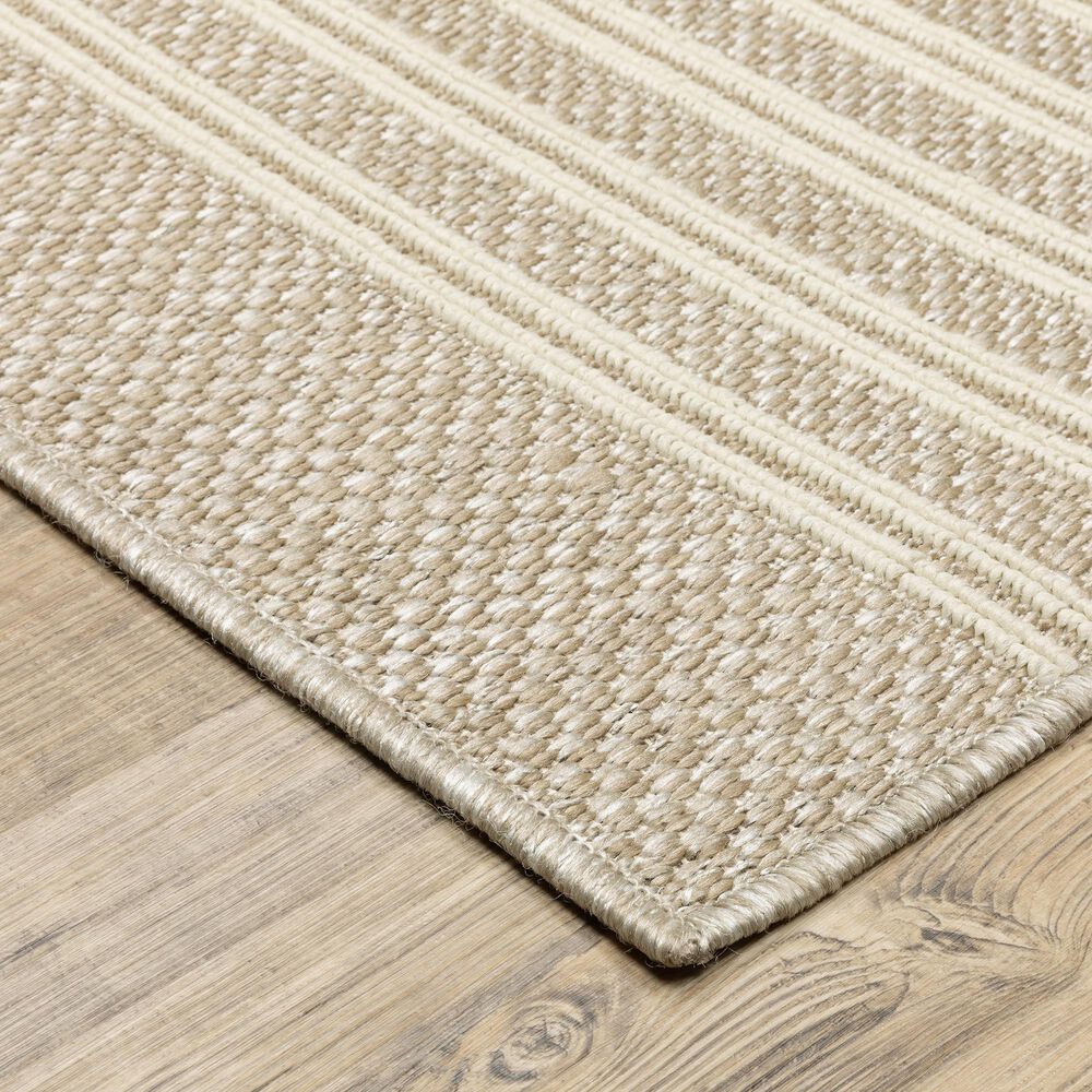ROW by Oriental Weavers Zarina Striped Beige and Ivory 7'10" x 10' Indoor/Outdoor Area Rug, , large