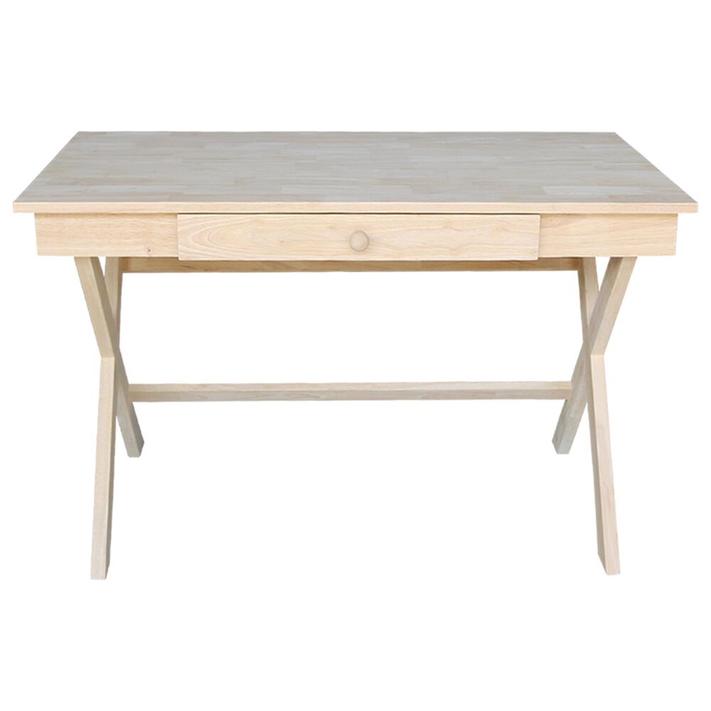 International Concepts Modern Farmhouse Desk with Chair in Unfinished NFM