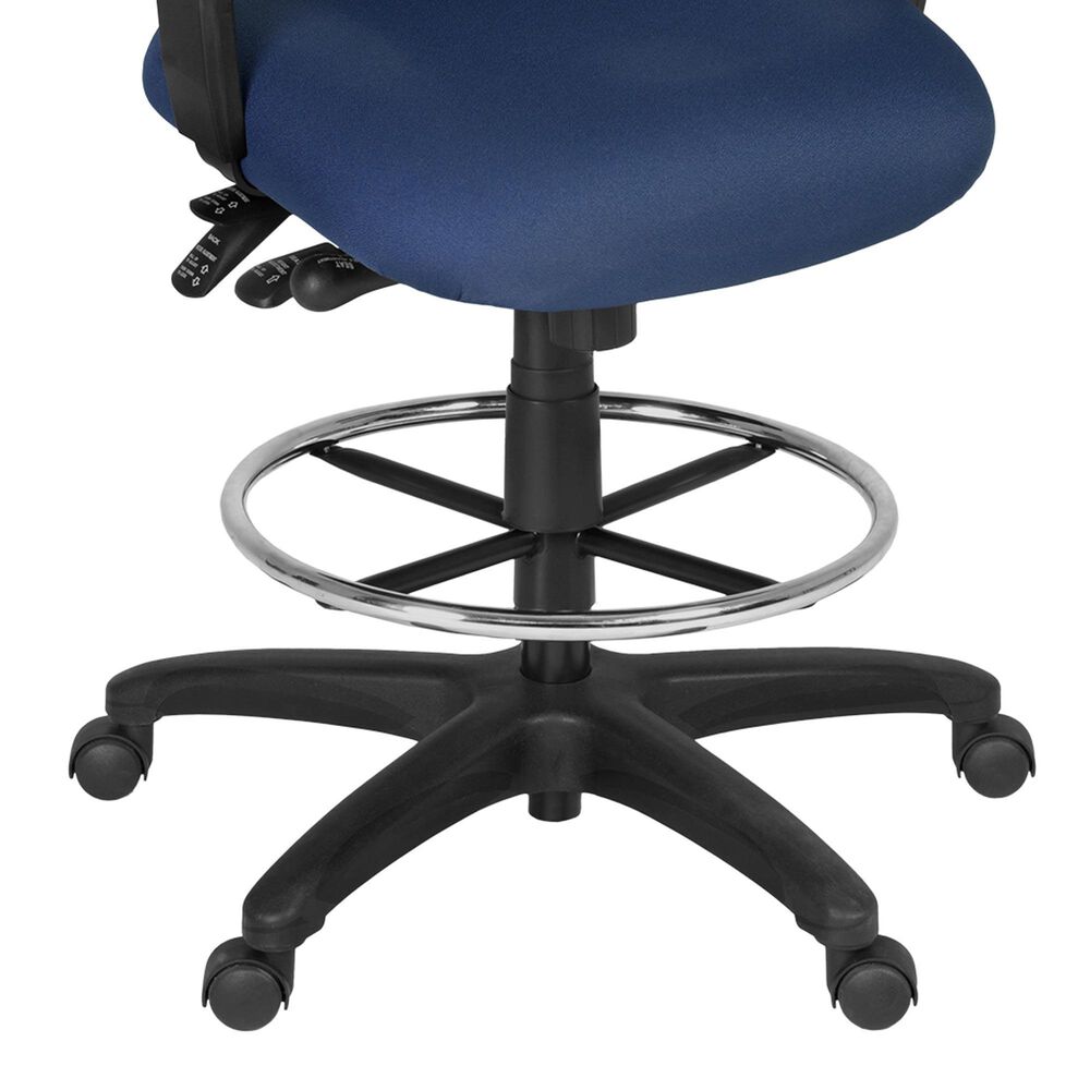 Regency Global Sourcing Comfort Series Multifunctional Swivel Computer Task Chair with Adjustable Arms and Drafting Kit in Navy Blue, , large
