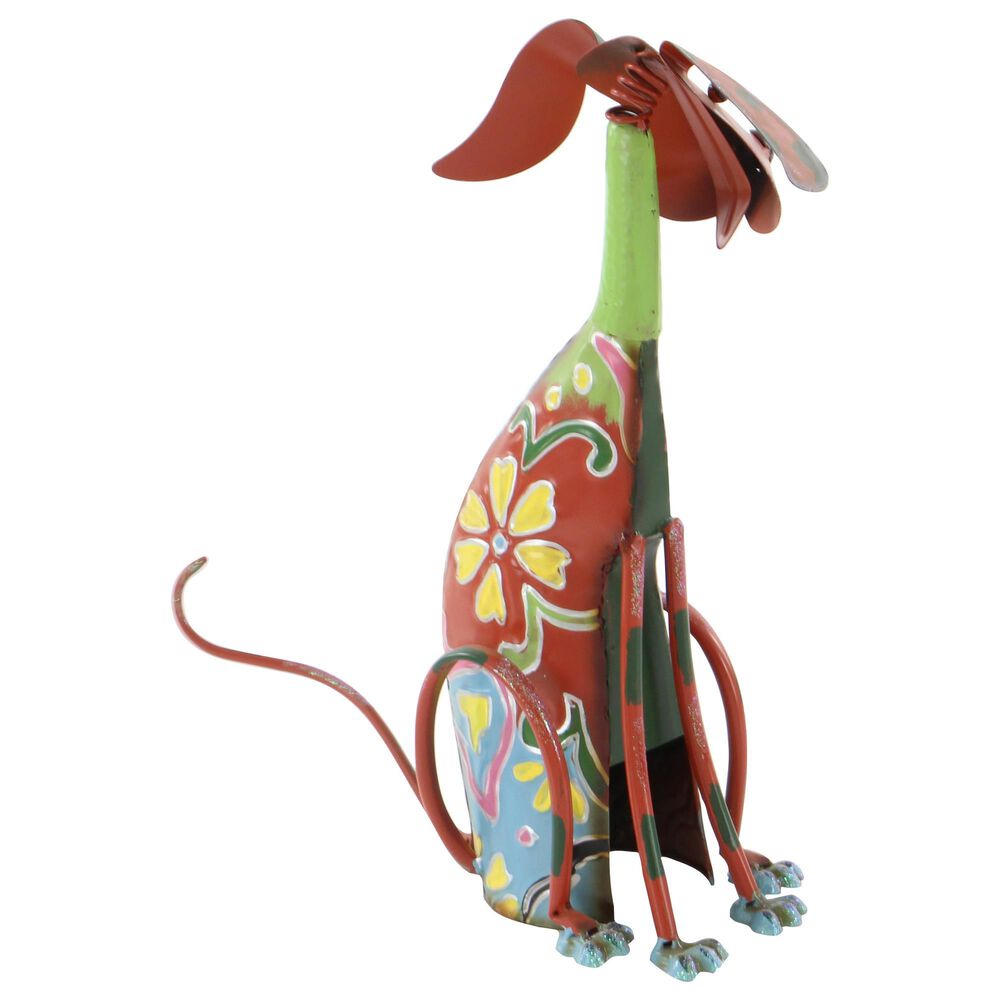 Maple and Jade Eclectic Dog Garden Sculpture in Red, Blue, Pink, Green and Yellow, , large
