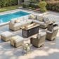 HOMLUX 13-Piece Patio Conversation Set with 54" Fire Pit Table in Light Gray, , large