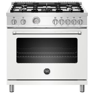 Bertazzoni Master 36" Dual Fuel Range in White, , large