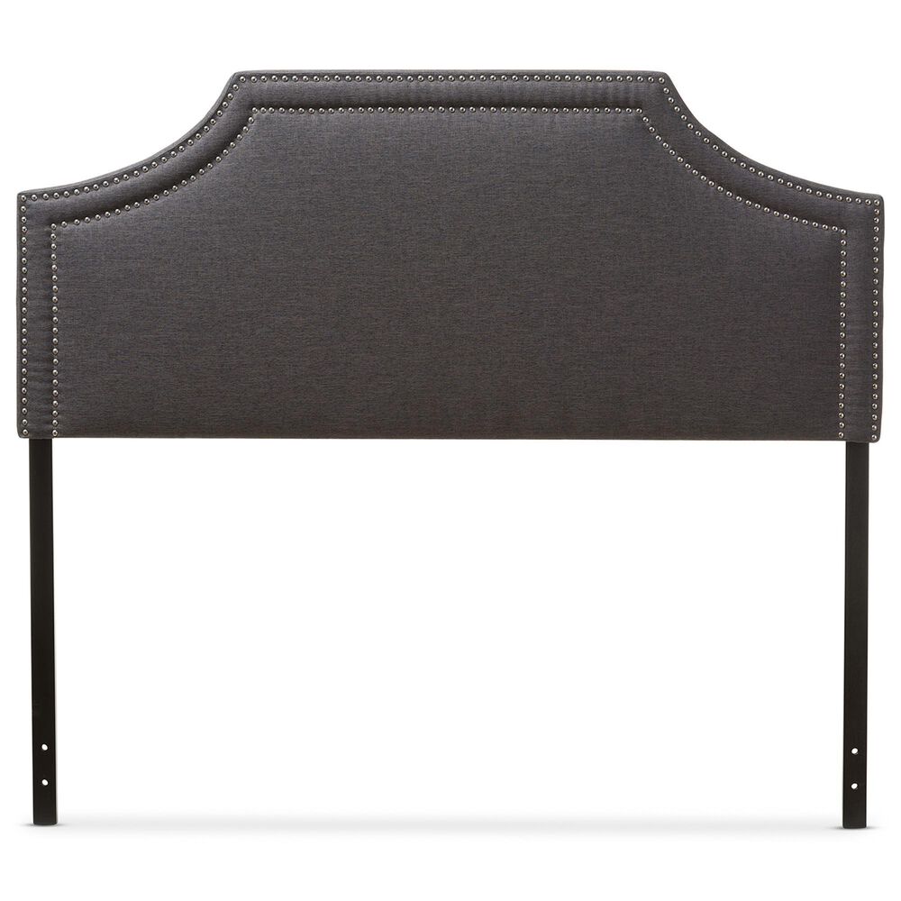 Baxton Studio Avignon King Upholstered Headboard in Dark Grey, , large