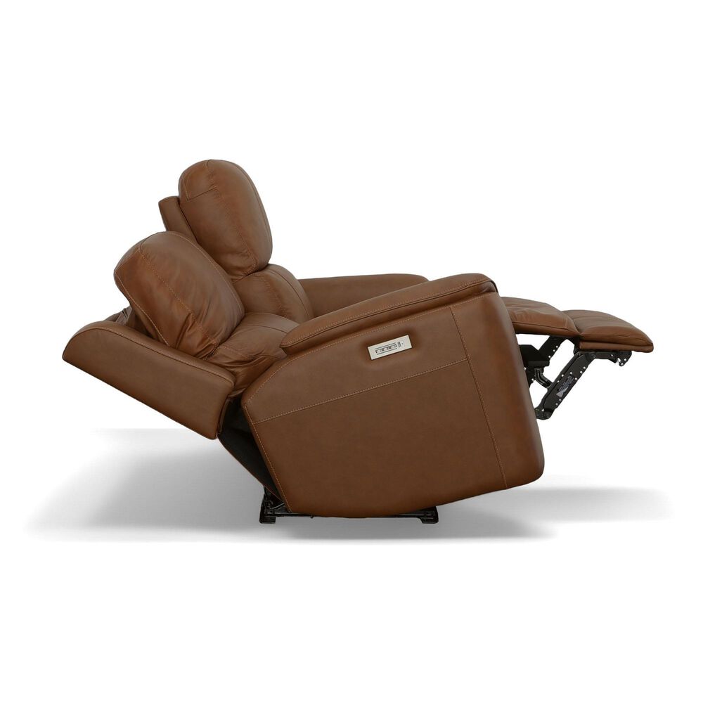 Flexsteel Henry Power Reclining Loveseat with Headrests and Lumbar in Caramel, , large