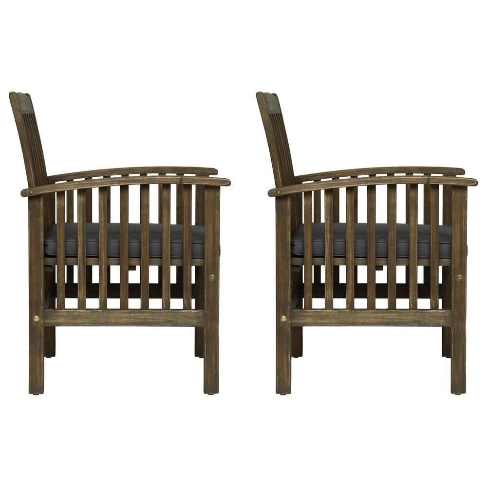 Hearth and Haven Casa Outdoor Dining Chair with Purple Cushion in Dark Grey &#40;Set of 2&#41;, , large